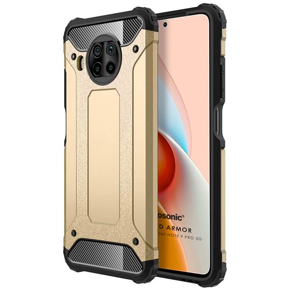 Microsonic Xiaomi Redmi Note 9 Pro 5G Kılıf Rugged Armor Gold 1