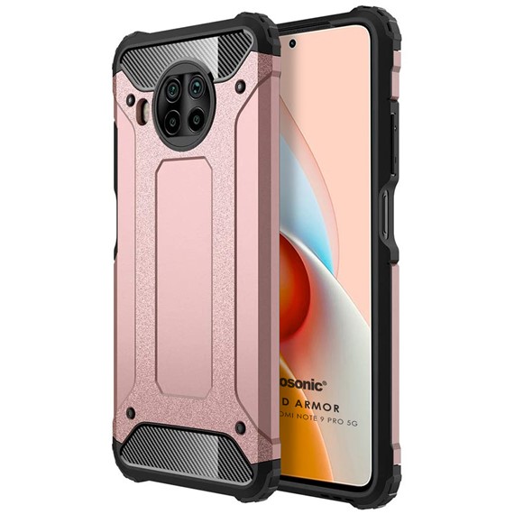 Microsonic Xiaomi Redmi Note 9 Pro 5G Kılıf Rugged Armor Rose Gold 1