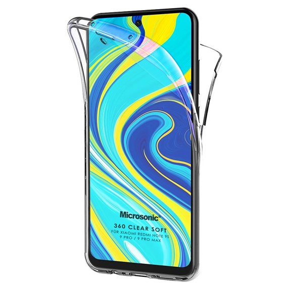 Microsonic Xiaomi Redmi Note 9 Pro Kılıf 6 tarafı tam full koruma 360 Clear Soft Şeffaf 1