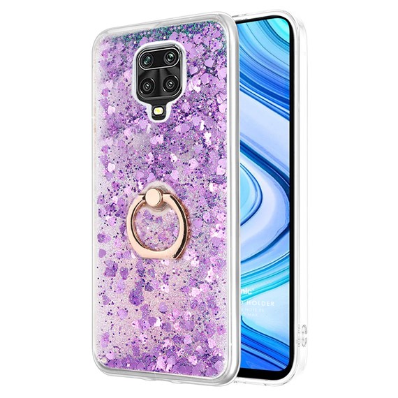 Microsonic Xiaomi Redmi Note 9S Kılıf Glitter Liquid Holder Mor 1