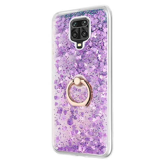 Microsonic Xiaomi Redmi Note 9 Pro Max Kılıf Glitter Liquid Holder Mor 2