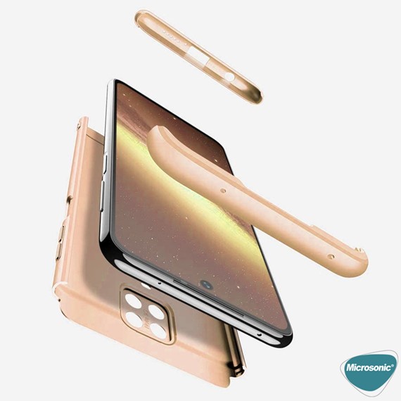 Microsonic Xiaomi Redmi Note 9 Pro Kılıf Double Dip 360 Protective Gold 3