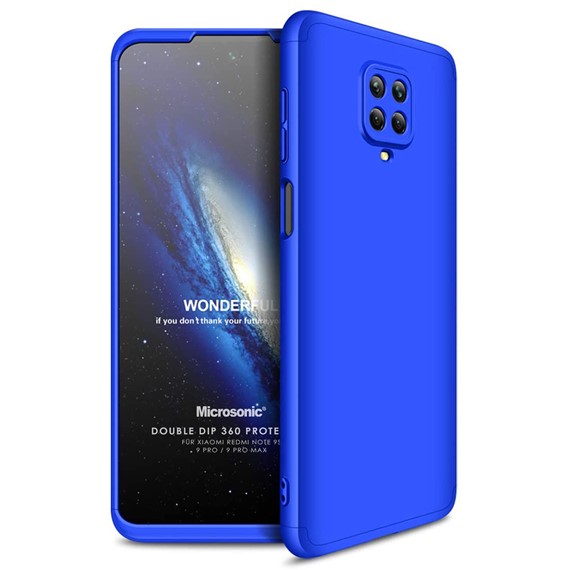 Microsonic Xiaomi Redmi Note 9 Pro Kılıf Double Dip 360 Protective Mavi 1