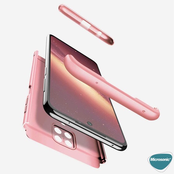 Microsonic Xiaomi Redmi Note 9 Pro Kılıf Double Dip 360 Protective Rose Gold 3