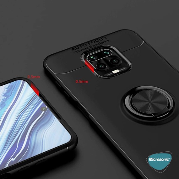 Microsonic Xiaomi Redmi Note 9 Pro Max Kılıf Kickstand Ring Holder Kırmızı 4