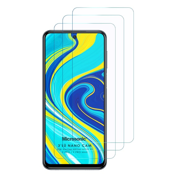 Microsonic Xiaomi Redmi Note 9 Pro Max Screen Protector Nano Glass 3 Pack 2