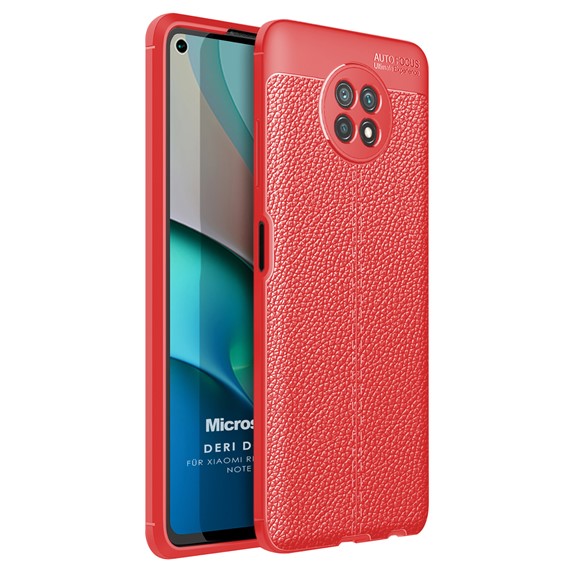 Microsonic Xiaomi Redmi Note 9T Kılıf Deri Dokulu Silikon Kırmızı 1