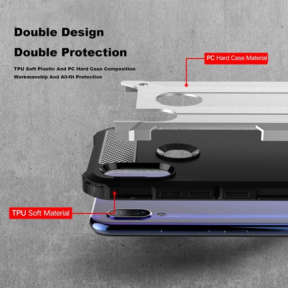 Microsonic Xiaomi Redmi Note 7 Pro Kılıf Rugged Armor Mavi 4