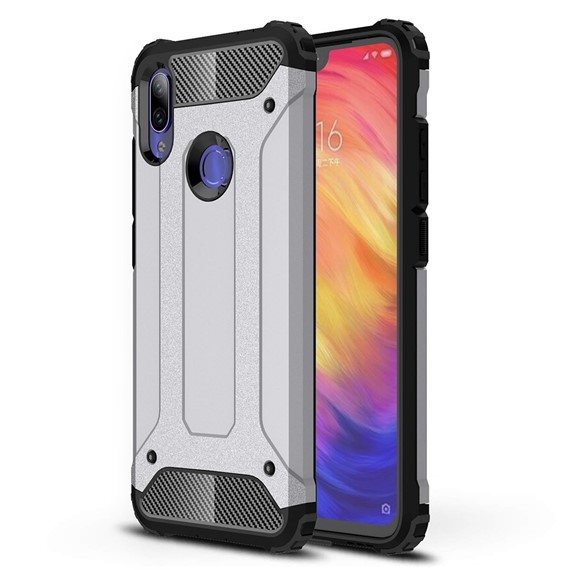 Microsonic Xiaomi Redmi Note 7 Kılıf Rugged Armor Gümüş 1