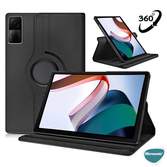 Microsonic Xiaomi Redmi Pad SE Kılıf 360 Dönerli Stand Deri Mavi 2