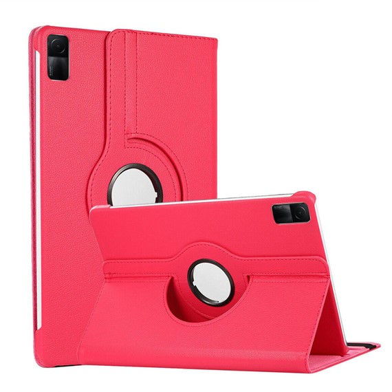 Microsonic Xiaomi Redmi Pad SE Kılıf 360 Dönerli Stand Deri Koyu Pembe 1