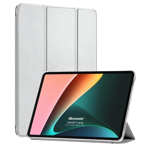 Microsonic Xiaomi Redmi Pad SE Kılıf Slim Translucent Back Smart Cover Gümüş 1
