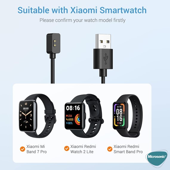 Microsonic Xiaomi Redmi Watch 3 Manyetik USB Şarj Kablosu Siyah 2