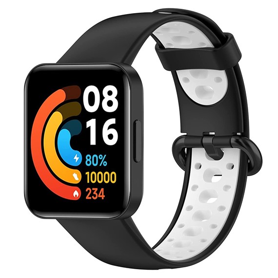 Microsonic Xiaomi Redmi Watch 2 Lite Rainbow Band Kordon Siyah Beyaz 2