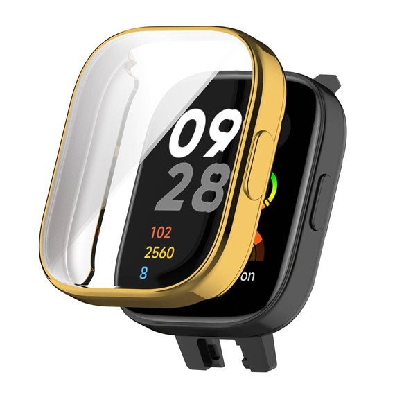 Microsonic Xiaomi Redmi Watch 3 Kılıf 360 Full Round Soft Silicone Gold 1