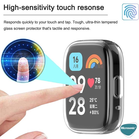 Microsonic Xiaomi Redmi Watch 3 Lite Kılıf 360 Full Round Soft Silicone Siyah 6