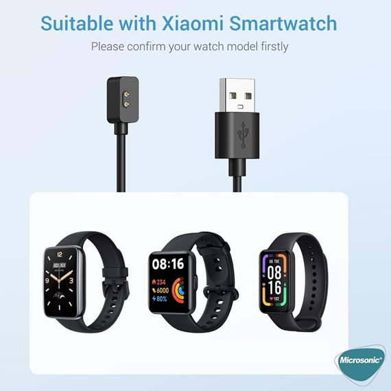 Microsonic Xiaomi Smart Band 8 Pro Manyetik USB Şarj Kablosu Siyah 6