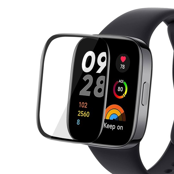 Microsonic Xiaomi Redmi Watch 3 Active Tam Kaplayan Temperli Cam Full Ekran Koruyucu Siyah 1