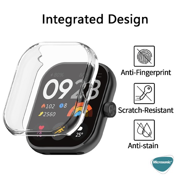Microsonic Xiaomi Redmi Watch 5 Kılıf 360 Full Round Soft Silicone Şeffaf 4