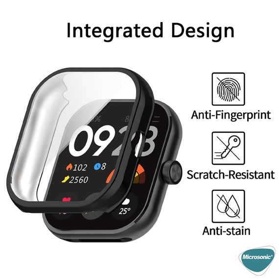 Microsonic Xiaomi Redmi Watch 5 Kılıf 360 Full Round Soft Silicone Siyah 4