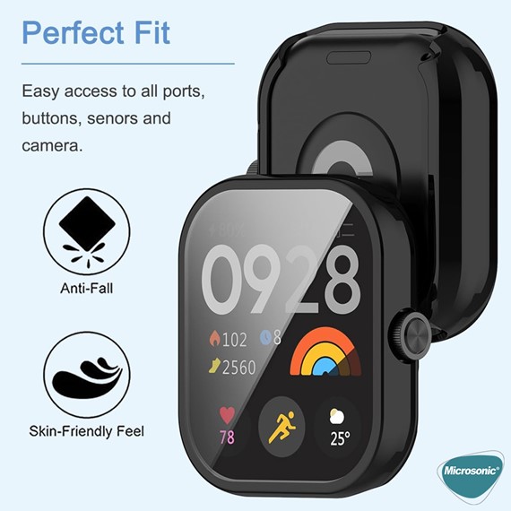 Microsonic Xiaomi Redmi Watch 5 Kılıf 360 Full Round Soft Silicone Siyah 5