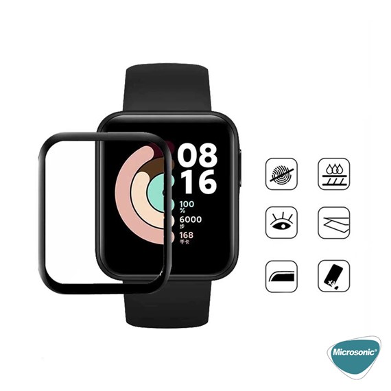 Microsonic Xiaomi Redmi Watch 3 Active Tam Kaplayan Temperli Cam Full Ekran Koruyucu Siyah 2