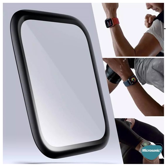 Microsonic Xiaomi Redmi Watch 3 Lite Tam Kaplayan Temperli Cam Full Ekran Koruyucu Siyah 3