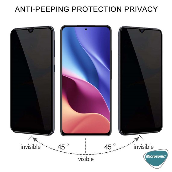 Microsonic Xiaomi Redmi K40 Pro Privacy 5D Gizlilik Filtreli Cam Ekran Koruyucu Siyah 2