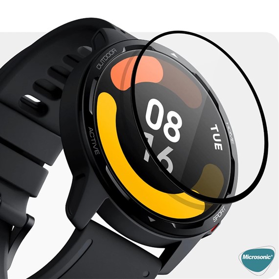 Microsonic Xiaomi Watch S1 Active Tam Kaplayan Nano Cam Ekran Koruyucu Siyah 2