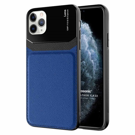 Microsonic Apple iPhone 11 Pro Kılıf Uniq Leather Lacivert 1