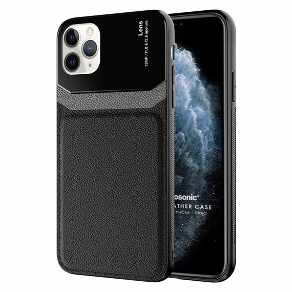 Microsonic Apple iPhone 11 Pro Kılıf Uniq Leather Siyah 1