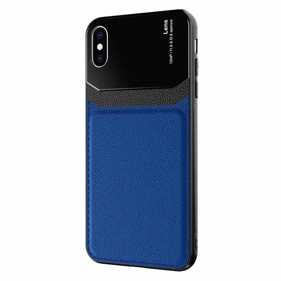 Microsonic Apple iPhone X Kılıf Uniq Leather Lacivert 2