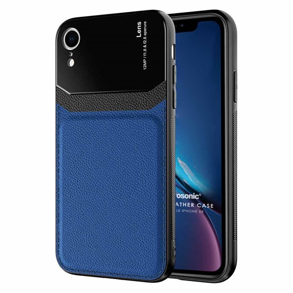 Microsonic Apple iPhone XR Kılıf Uniq Leather Lacivert 1