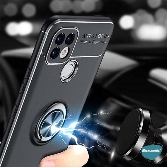 Microsonic Realme C21 Kılıf Kickstand Ring Holder Kırmızı 6