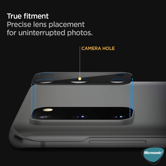 Microsonic Samsung Galaxy S20 Kamera Lens Koruma Camı V2 Siyah 3