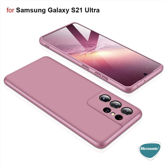 Microsonic Samsung Galaxy S21 Ultra Kılıf Double Dip 360 Protective Siyah Kırmızı 3