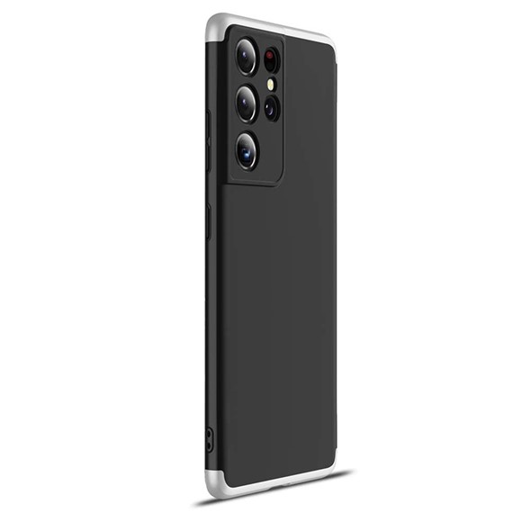 Microsonic Samsung Galaxy S21 Ultra Kılıf Double Dip 360 Protective Siyah Gri 2
