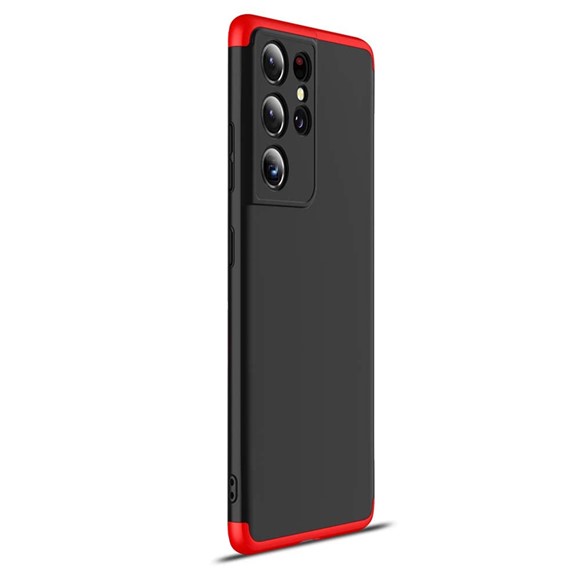 Microsonic Samsung Galaxy S21 Ultra Kılıf Double Dip 360 Protective Siyah Kırmızı 2