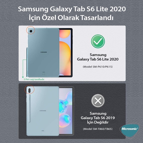 Microsonic Samsung Galaxy Tab S6 Lite 10 4 P610 Kılıf Slim Translucent Back Smart Cover Siyah 3