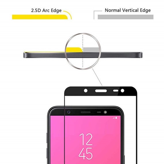 Microsonic Samsung Galaxy J8 Tam Kaplayan Temperli Cam Ekran koruyucu Kırılmaz Film Siyah 2