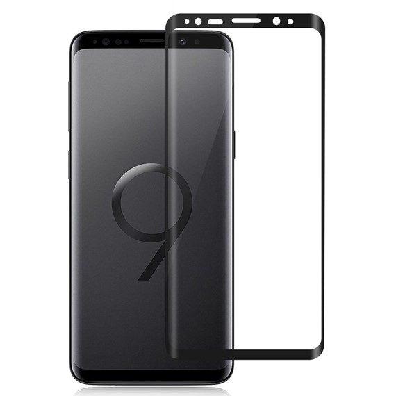 Microsonic Samsung Galaxy S9 Plus Tam Kaplayan Temperli Cam Ekran koruyucu Kırılmaz Film Siyah 1