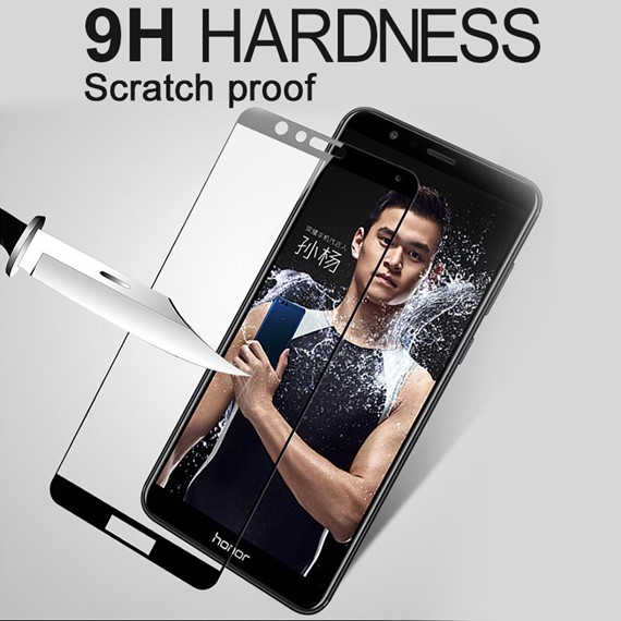 Microsonic Huawei Honor 7X Tam Kaplayan Temperli Cam Ekran koruyucu Kırılmaz Film Siyah 3