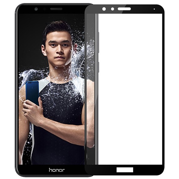 Microsonic Huawei Honor 7X Tam Kaplayan Temperli Cam Ekran koruyucu Kırılmaz Film Siyah 1
