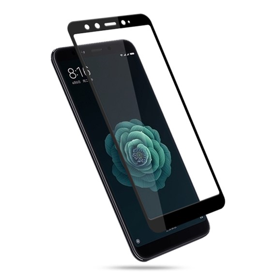 Microsonic Xiaomi Mi A2 Mi 6X Tam Kaplayan Temperli Cam Ekran koruyucu Kırılmaz Film Siyah 3