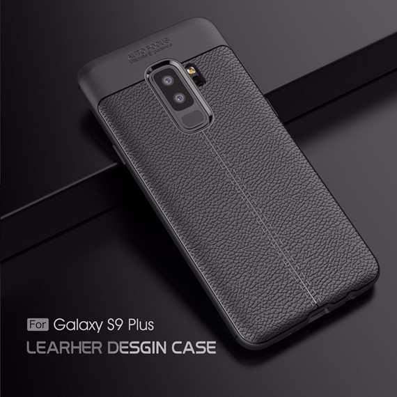 Microsonic Samsung Galaxy S9 Plus Kılıf Deri Dokulu Silikon Siyah 3