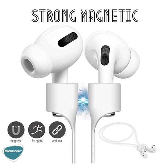 Microsonic Apple AirPods 3 Manyetik Mıknatıslı Kulaklık İpi Siyah 6