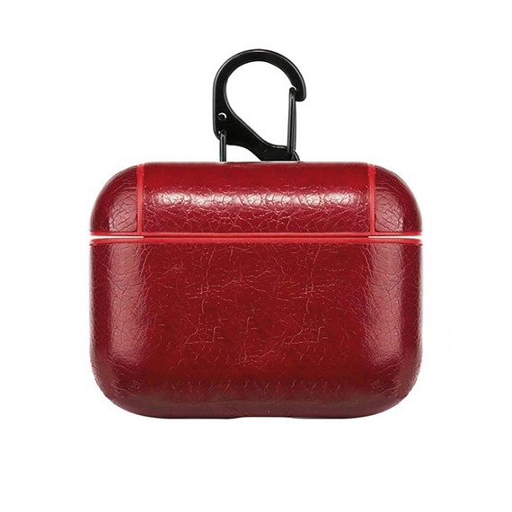 Microsonic Airpods 4 Nesil ANC Kılıf Litchi Texture Kırmızı 1