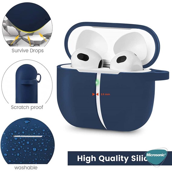 Microsonic Apple AirPods 3 Askılı Mat Silikon Kılıf Turkuaz 6