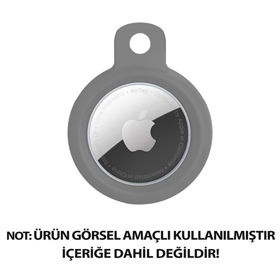 Microsonic Apple AirTag Kılıf Silikon Anahtarlık Gri 2