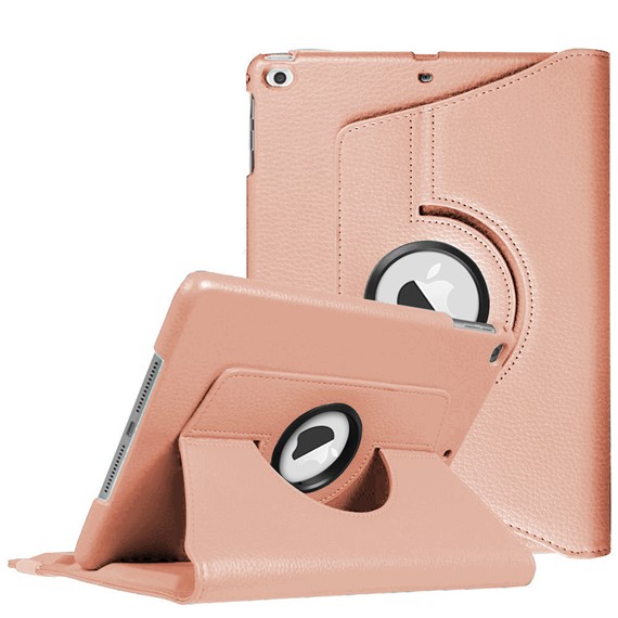 Microsonic Apple iPad 9 7 2018 A1893-A1954 Kılıf 360 Dönerli Stand Deri Rose Gold 1